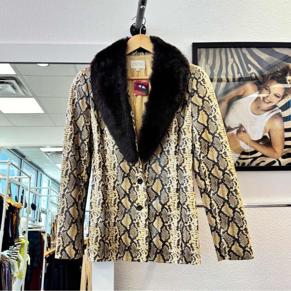 Cache Faux Animal Print Blazer
